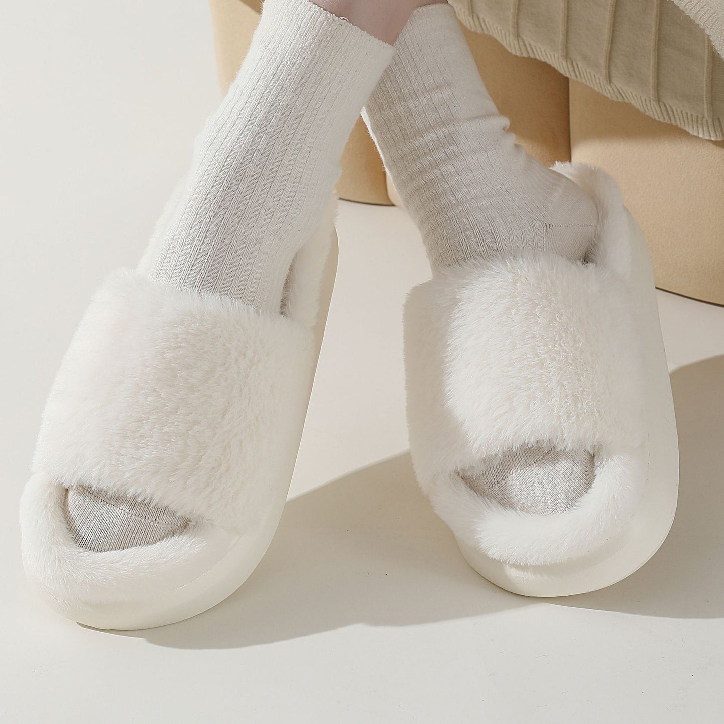 Thick-soled Eva Fluffy Slippers Women's