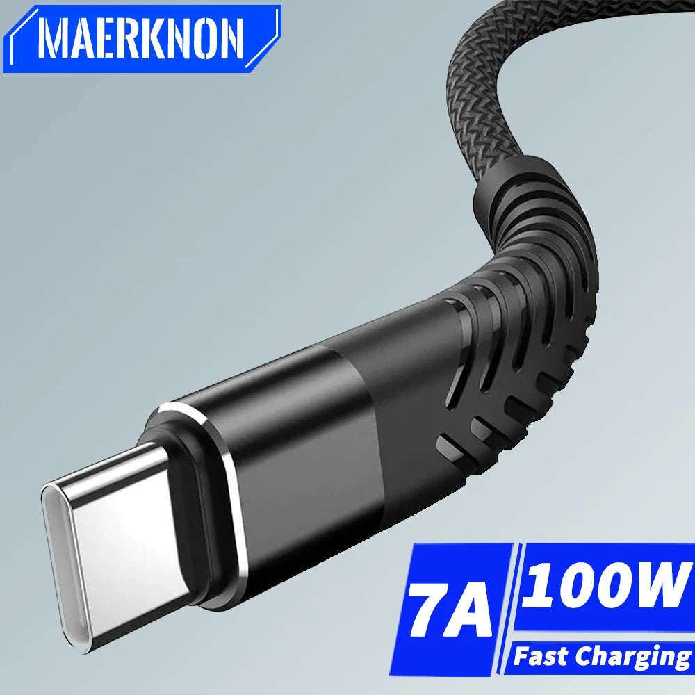 USB C Cable 7A Fast Charging 100W Type C Cable for Samsung S22 S23 Ultra Xiaomi 13 Redmi Oneplus Mobile Phone Charger Data Wire