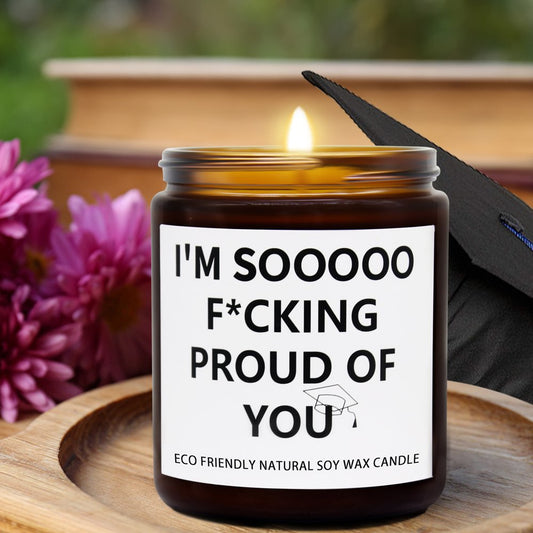 Graduation Gift for Her/Him, Sooooo Proud of You Graduation Candle Soy Wax Lavender Scented Candle for Party Decorations, High School College Grad Gift, Best Friend Gift, 15OZ, 100Hr Burn Time