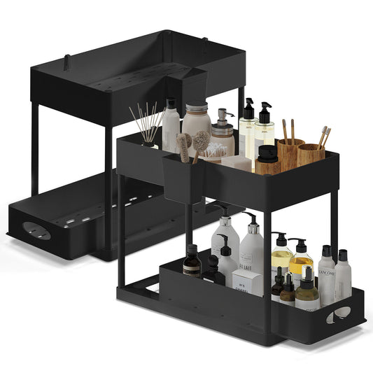 Under Sink Organizer with 2 Tier Sliding Drawers - Bathroom Cabinet Organizer