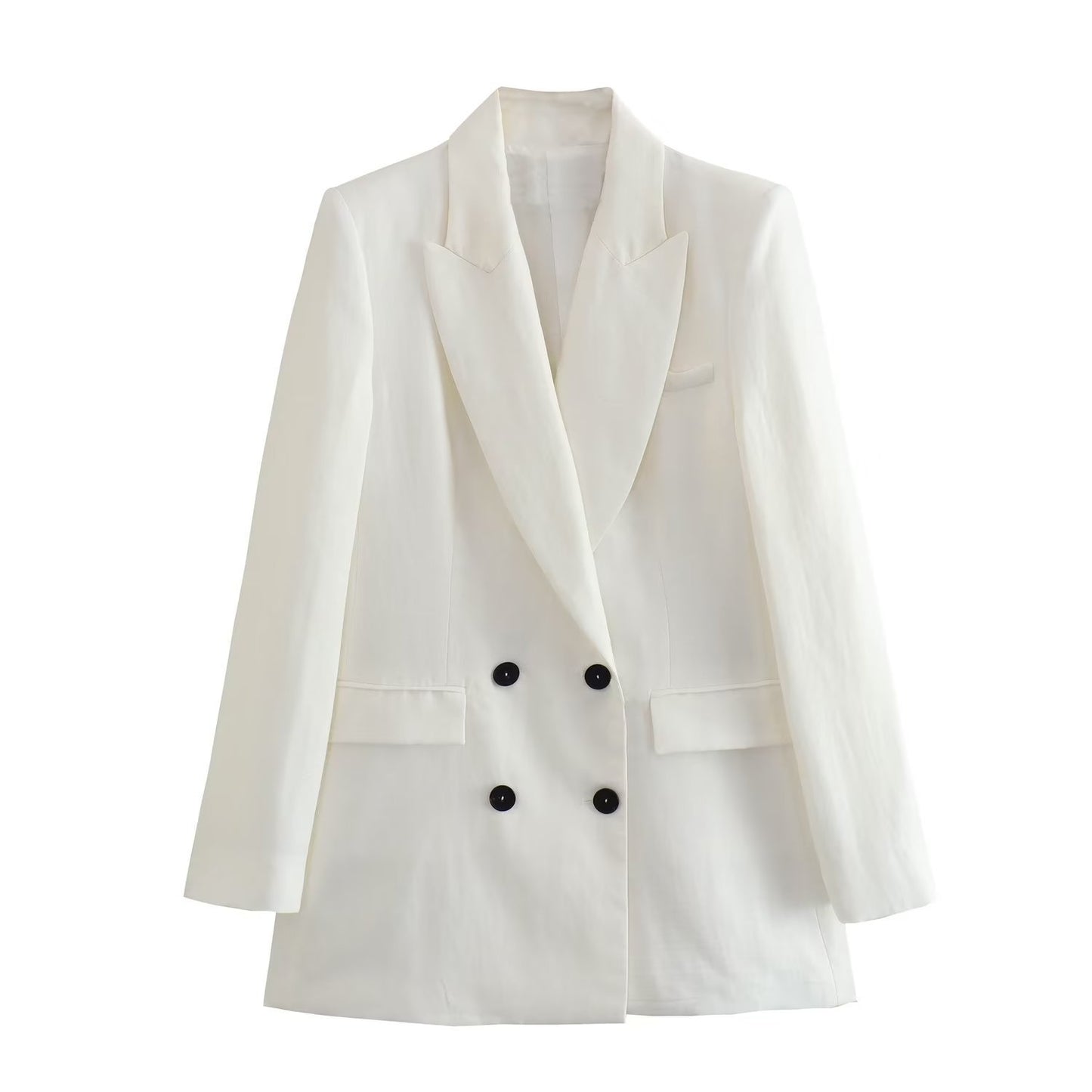 Linen Double Breasted Coat Vest Lines Straight-leg Pants Female Suit