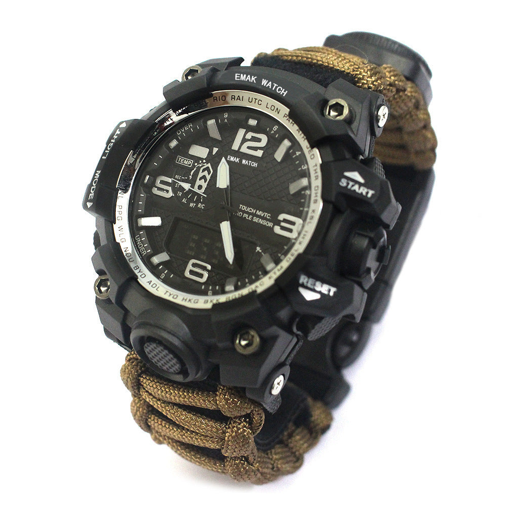 Outdoor Waterproof Multifunctional Climbing Watch Parachute Cord Unisex Emergency Survival Watch