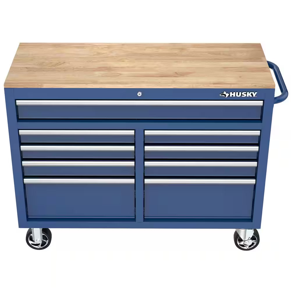 Tool Storage 46 In. W Gloss Blue Mobile Workbench Cabinet