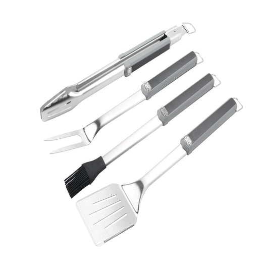 Stainless Steel BBQ Tool Set with Soft Grip, 4-Pieces