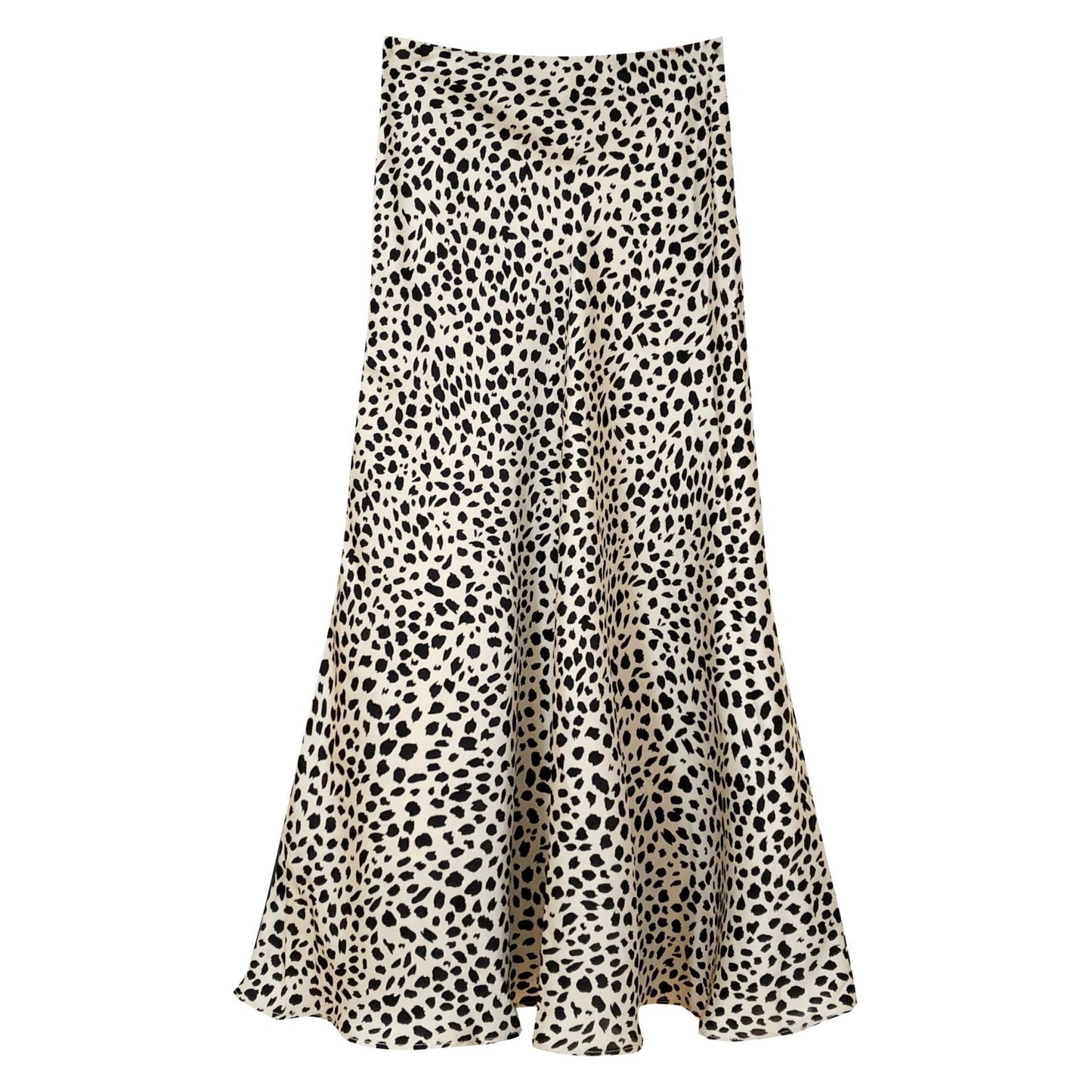 Retro Style Satin Leopard Print Skirt High Waist