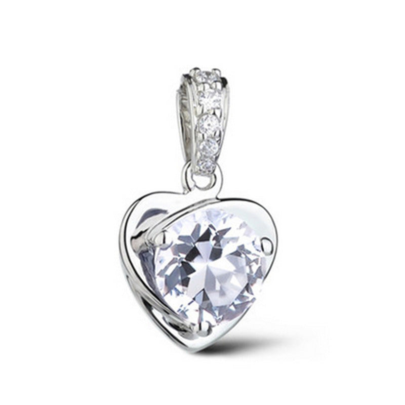 Heart-shaped Crystal Silver Plated Ornament Pendant