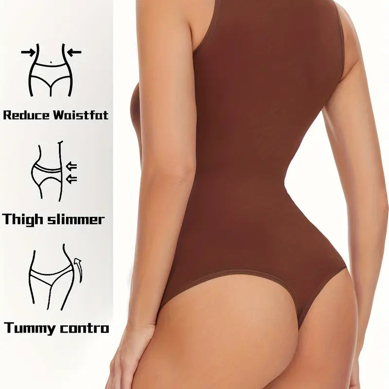 【Curlady】Bodysuit for Women Tummy Control—Shapewear Racerback Top Clothing Seamless Body Sculpting Shaper High Neck