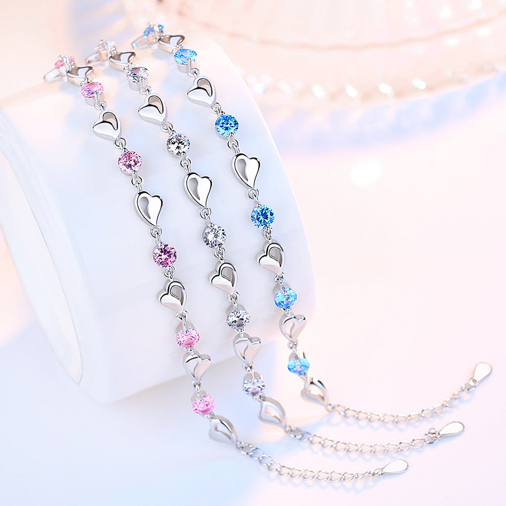 Women's Fashion Heart-shaped Silver-plated Bracelet