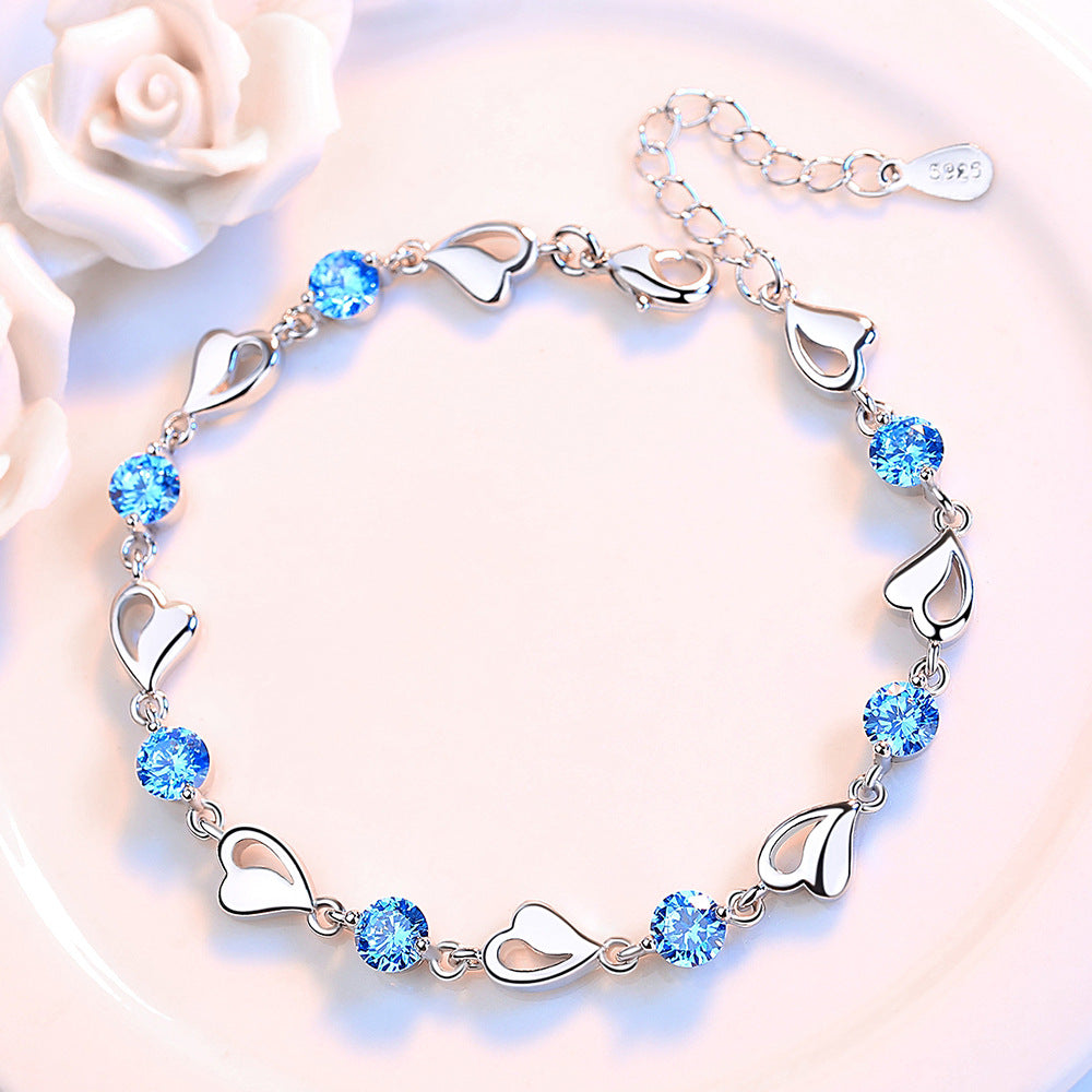 Women's Fashion Heart-shaped Silver-plated Bracelet