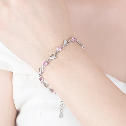 Women's Fashion Heart-shaped Silver-plated Bracelet