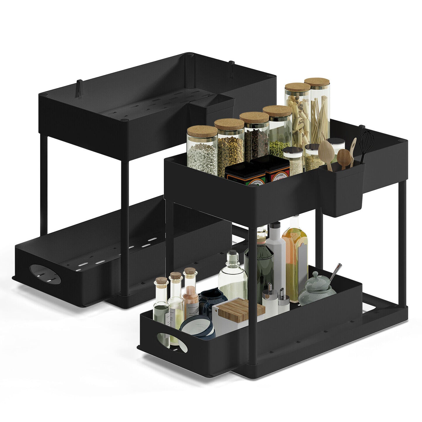 Under Sink Organizer with 2 Tier Sliding Drawers - Bathroom Cabinet Organizer