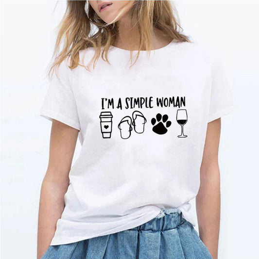 I'm A Simple Woman Fashion Short-Sleeved Letter T-shirt AliExpress