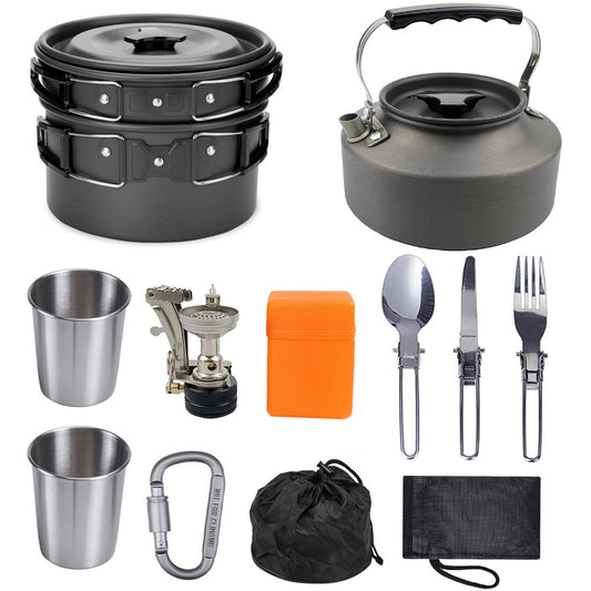 Portable Camping Stove With Cooking And Serving Items