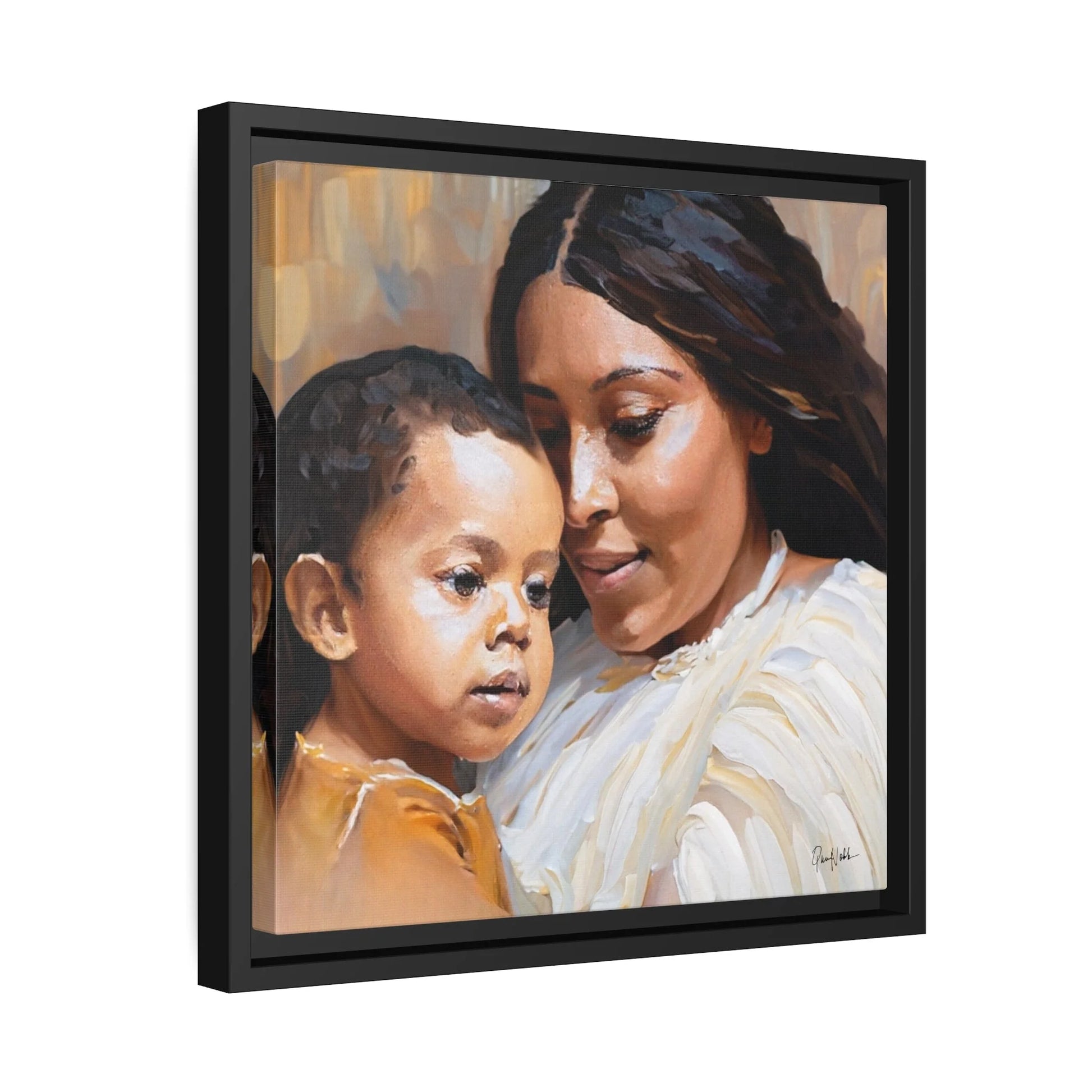 Mother and Child Portrait 2 Canvas Wall Art with Frame - Queennoble