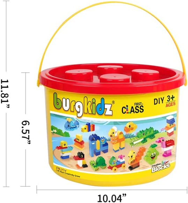 Educational Toy Classic Big Size Bricks Building Blocks, Large Compatible Animal Building Bricks with Reusable Storage Bucket Gift for Boy Girl Ages 3+