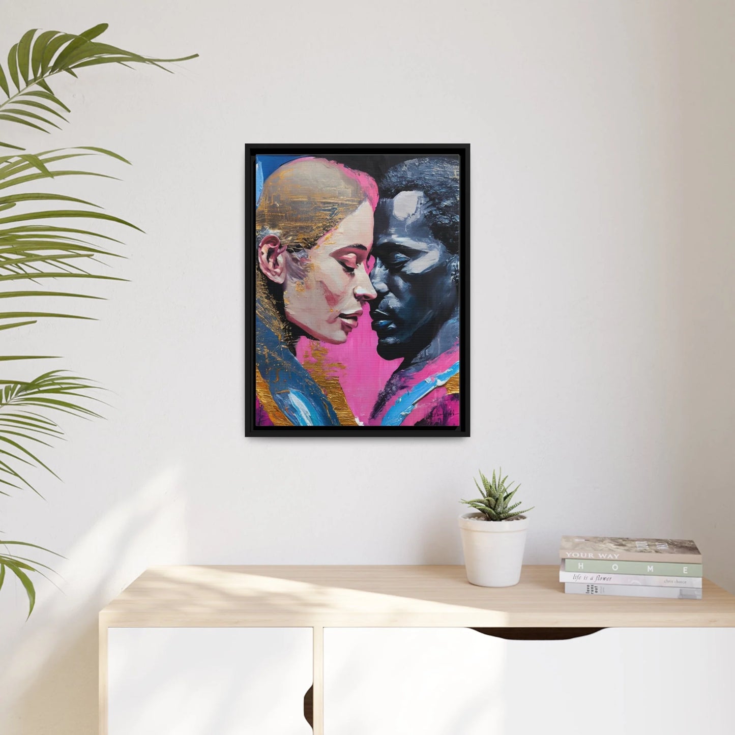 MODERN COUPLE ROMACE PORTRAIT Canvas Wall Art - by Queennoble