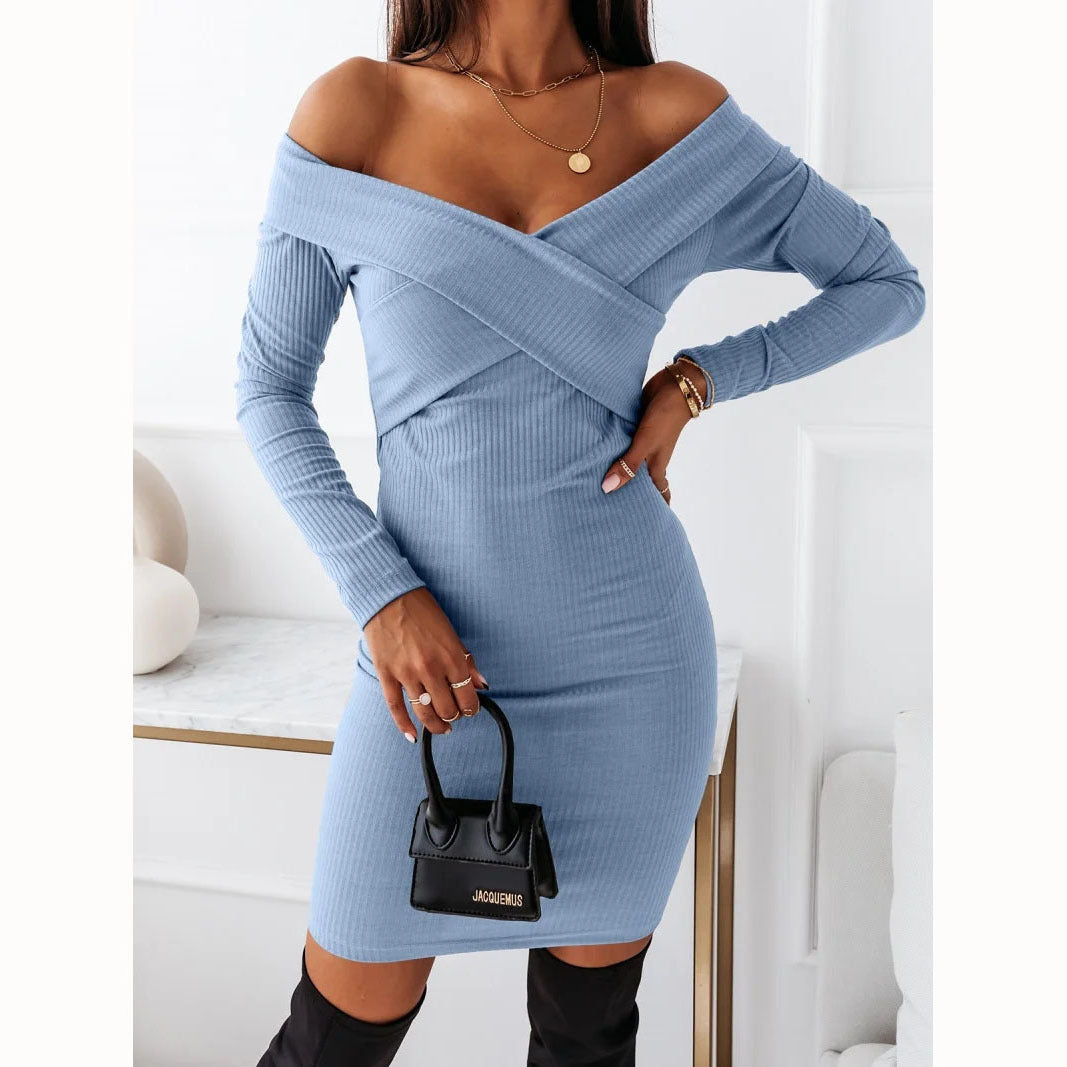 Women's Long Sleeve Off-the-shoulder Dress