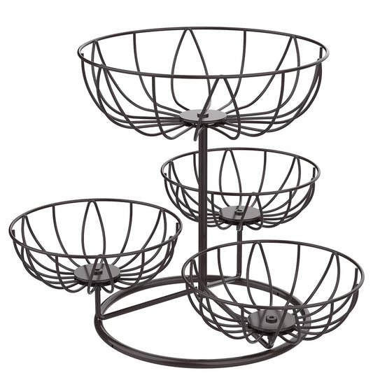 4 Layer Countertop Fruit Vegetables Basket Holder Decorative Fruit Bowl Storage Stand Metal Wire Fruit Basket in Home-Bronze