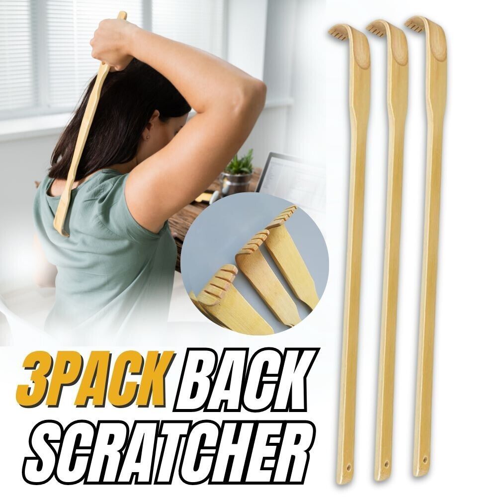 3pcs Natural Bamboo Back Scratcher Long Handle Pick Itch Relief Handcraft Tools