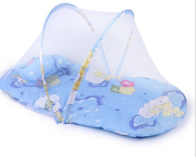 Portable Foldable Baby Kids Infant Bed Dot Zipper Mosquito Net Tent Sleeping Cushion