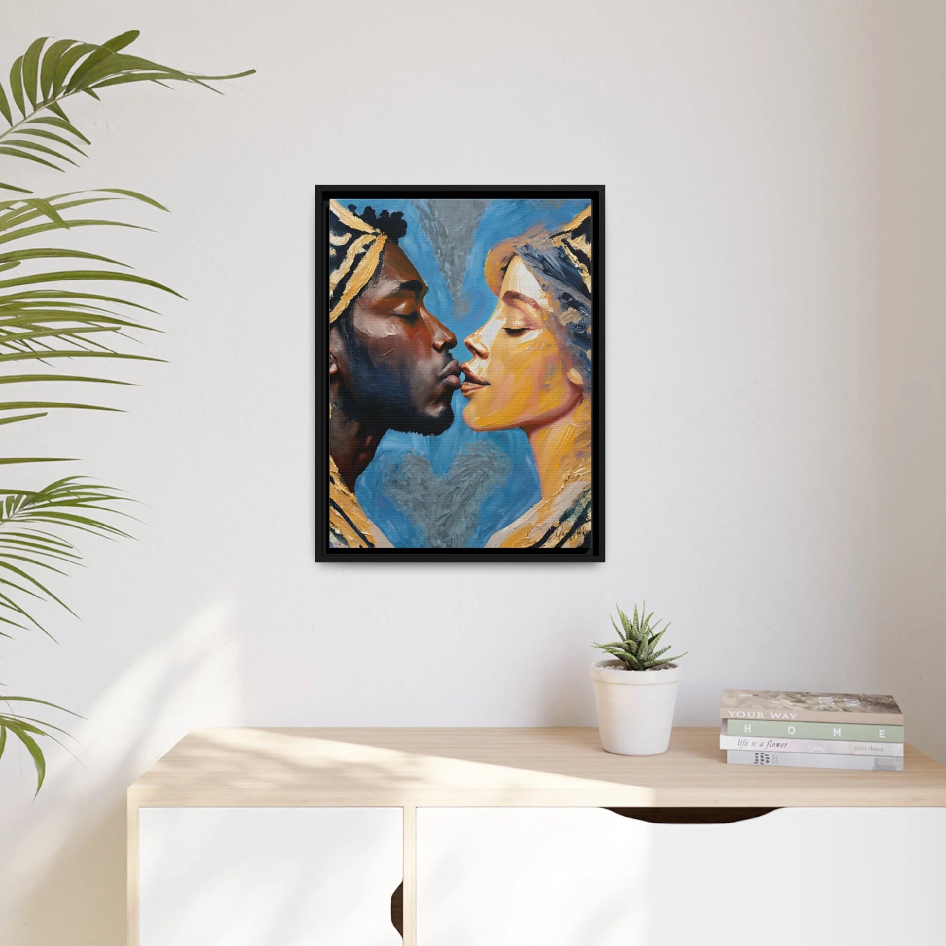 THE COUPLE KISS Canvas Wall Art - by Queennoble