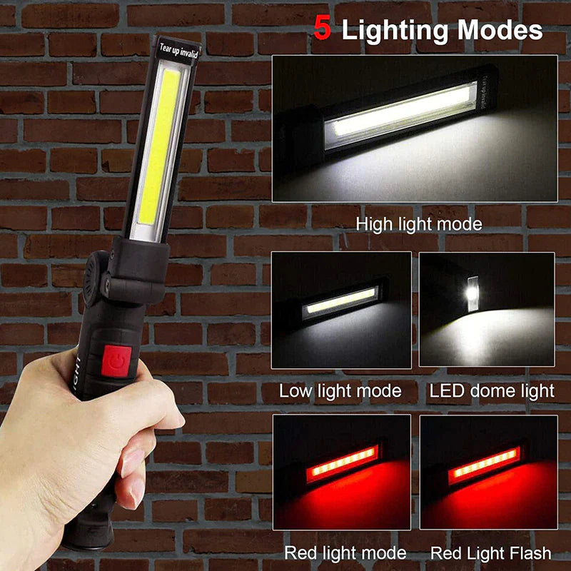 Rechargeable LED COB Work Light Mechanic Flashlight Lamp Magnetic Base Bright