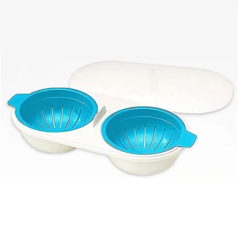 Draining Egg Boiler for Microwave, Perfect Double Egg Poacher, Silicone Egg Boiler Cups, Double Egg Cups for Boiled Eggs