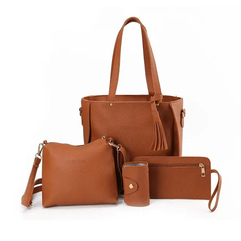 4Pcs/Set Crossbody Bags Women Bag Set Pattern Leather Shoulder Bags Purse Ladies PU Crossbody Bag