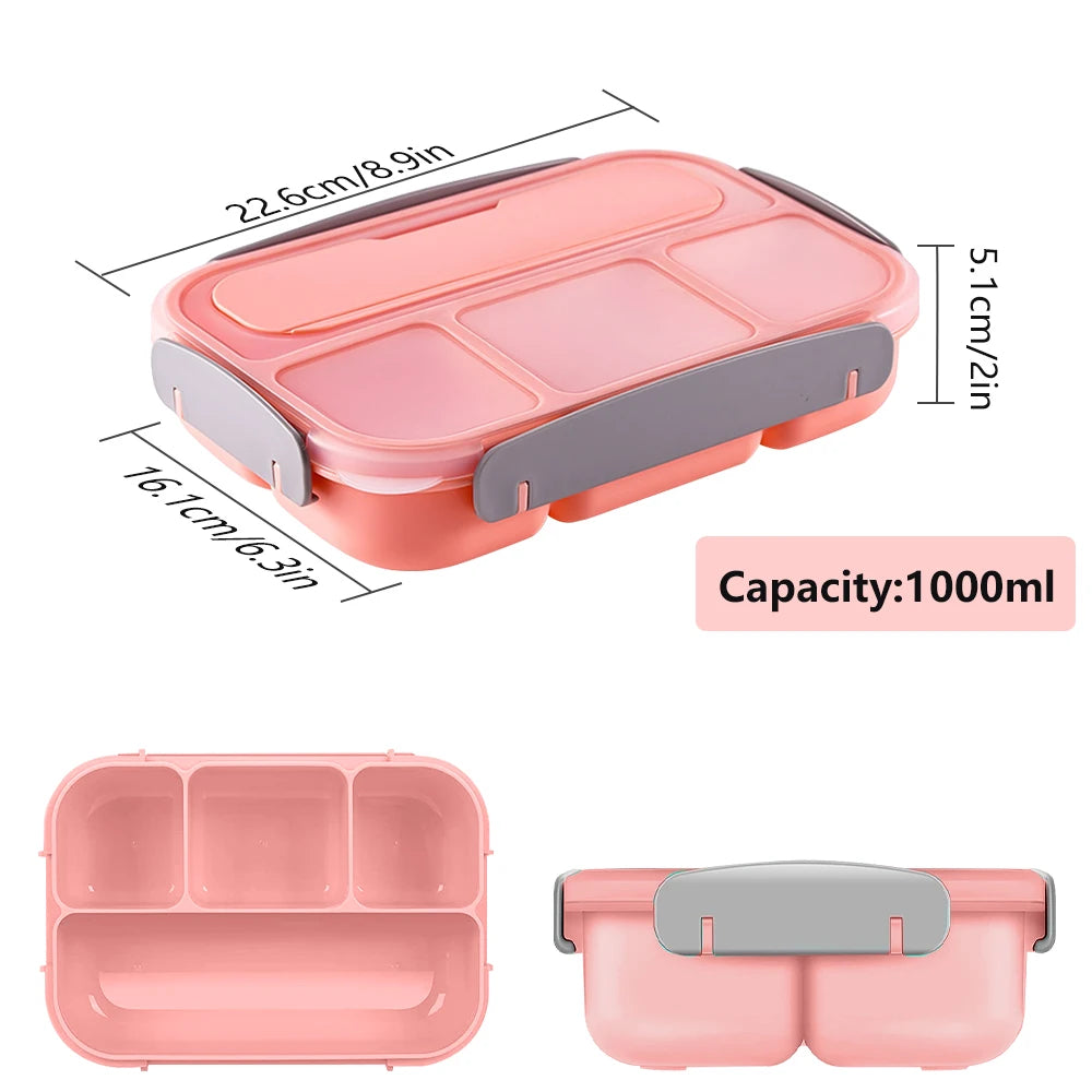 1300ML Microwave Lunch Box Bento Box Spoon Dinnerware Portable Food Storage Container for Children Kids School Adults Office