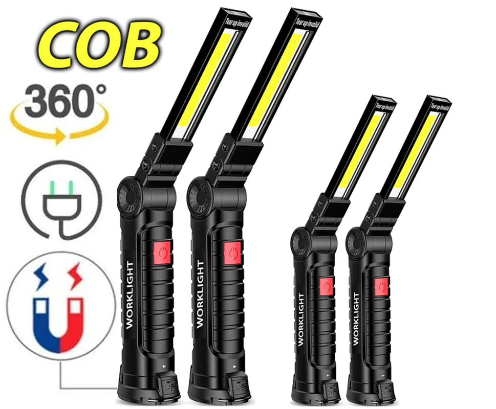 Rechargeable LED COB Work Light Mechanic Flashlight Lamp Magnetic Base Bright