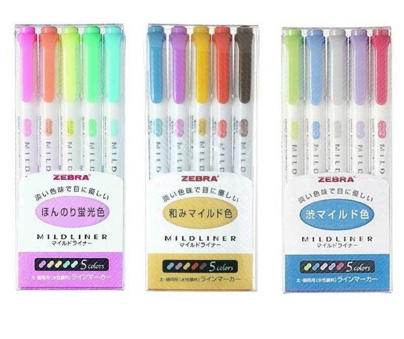 5 Zebra Mildliner Double-Sided Highlighters