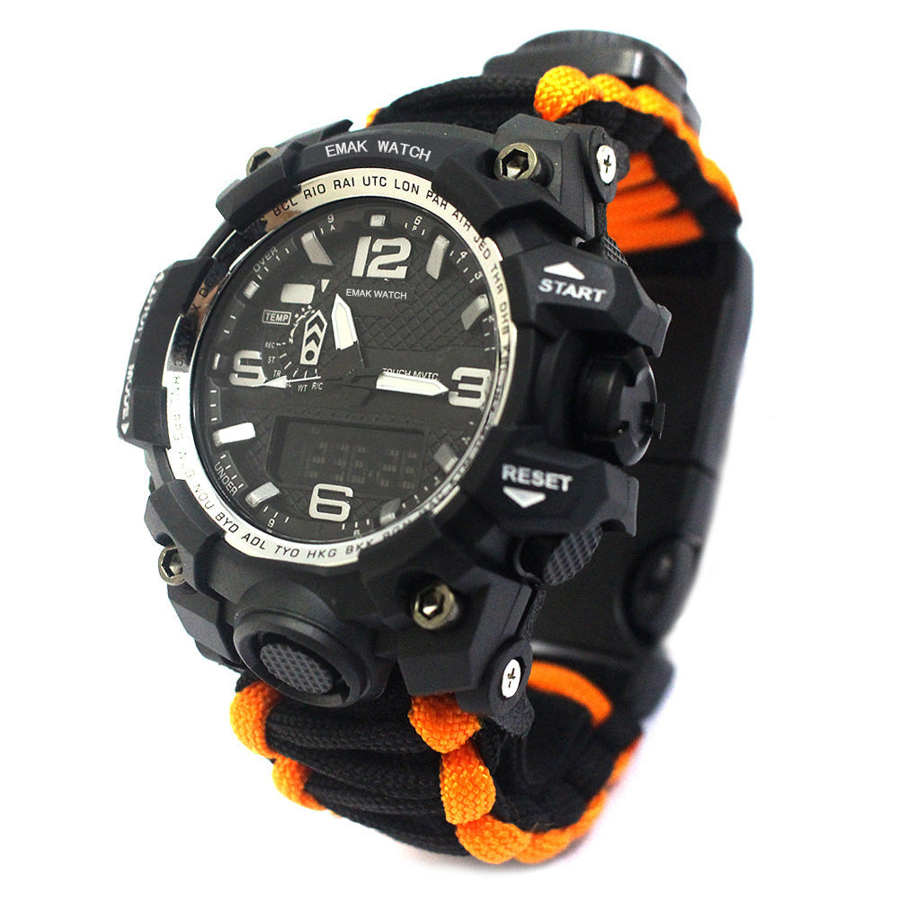 Outdoor Waterproof Multifunctional Climbing Watch Parachute Cord Unisex Emergency Survival Watch