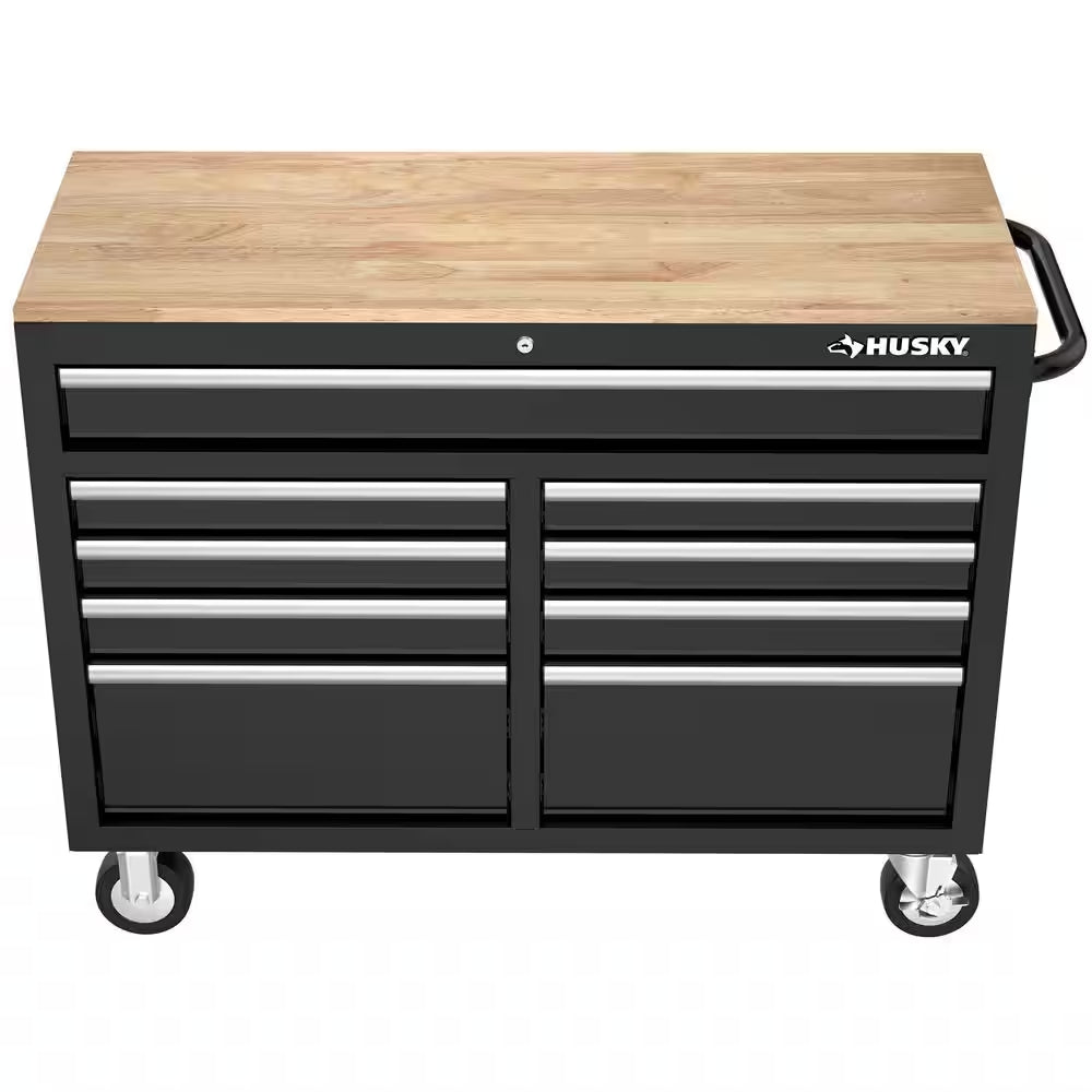 Tool Storage 46 In. W Gloss Black Mobile Workbench Cabinet