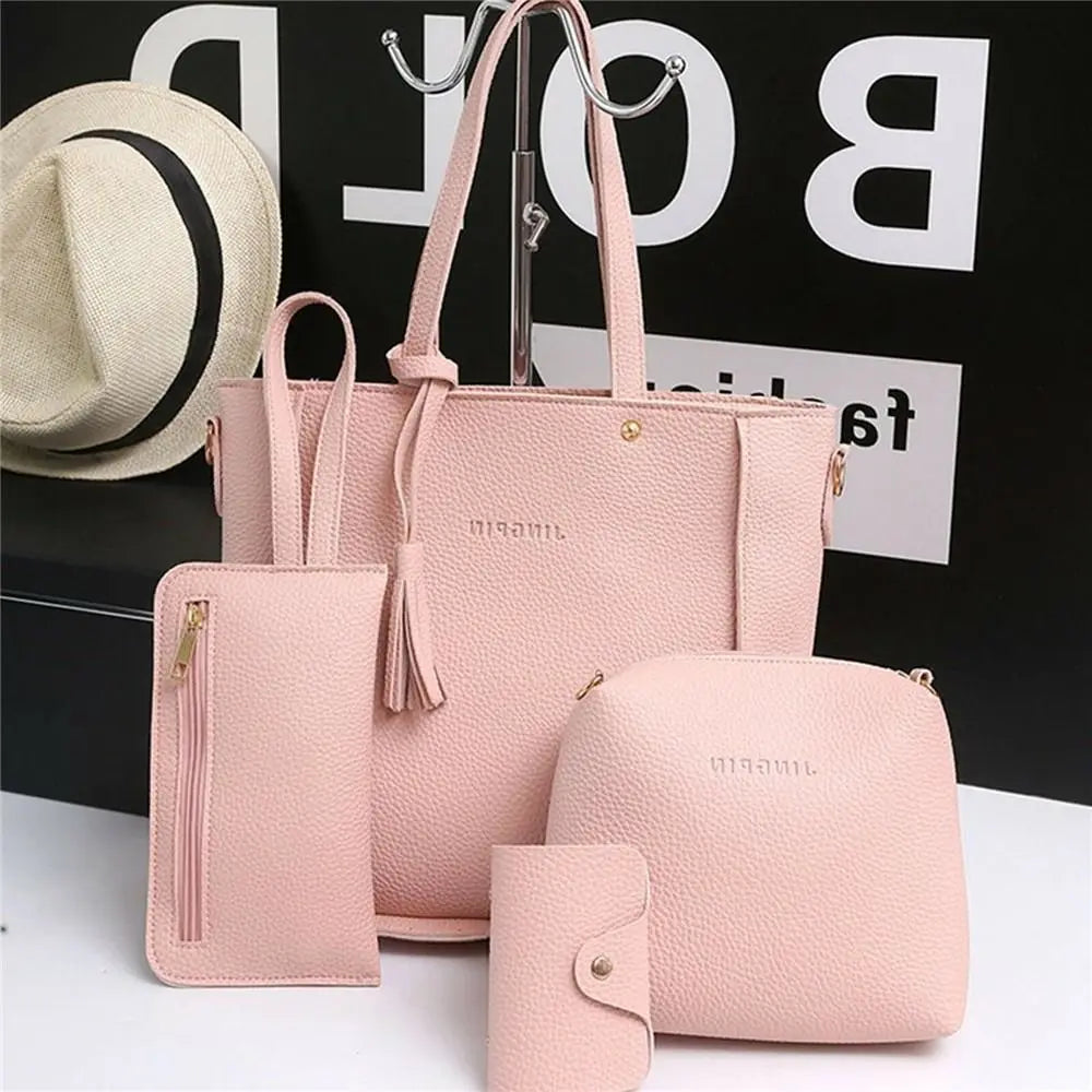 4Pcs/Set Crossbody Bags Women Bag Set Pattern Leather Shoulder Bags Purse Ladies PU Crossbody Bag