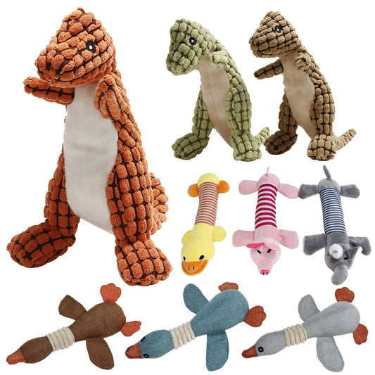 Pet Dog Toys, Bite Sound Toys, Dog Toys, Plush Dinosaur Dog Toys, Four Legged Striped Animal Toys