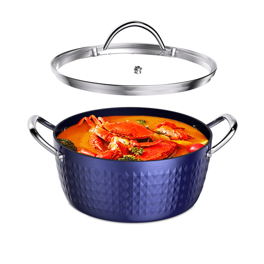 Casserole Dish, Induction Saucepan With Lid, 24cm 2.2L Stock Pots Non-Stick Saucepan, Aluminum Ceramic Coating Cooking Pot