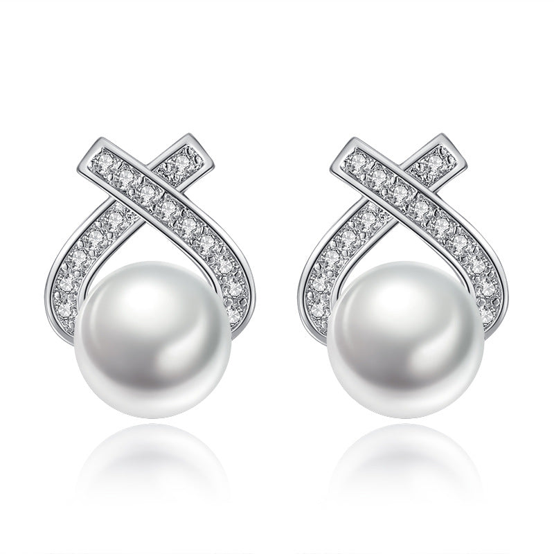 Zircon Freshwater Pearl Ear Studs