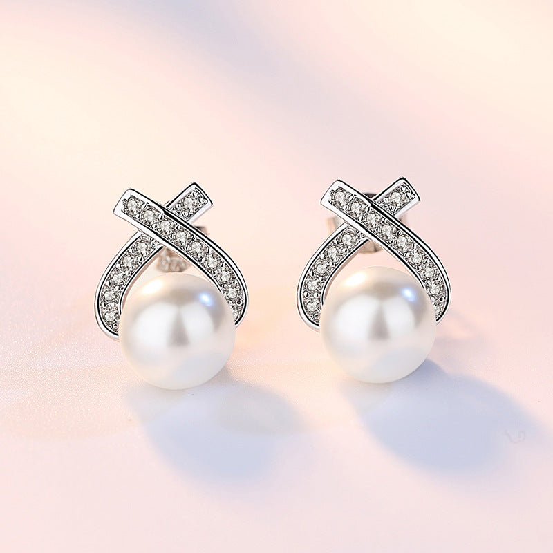 Zircon Freshwater Pearl Ear Studs