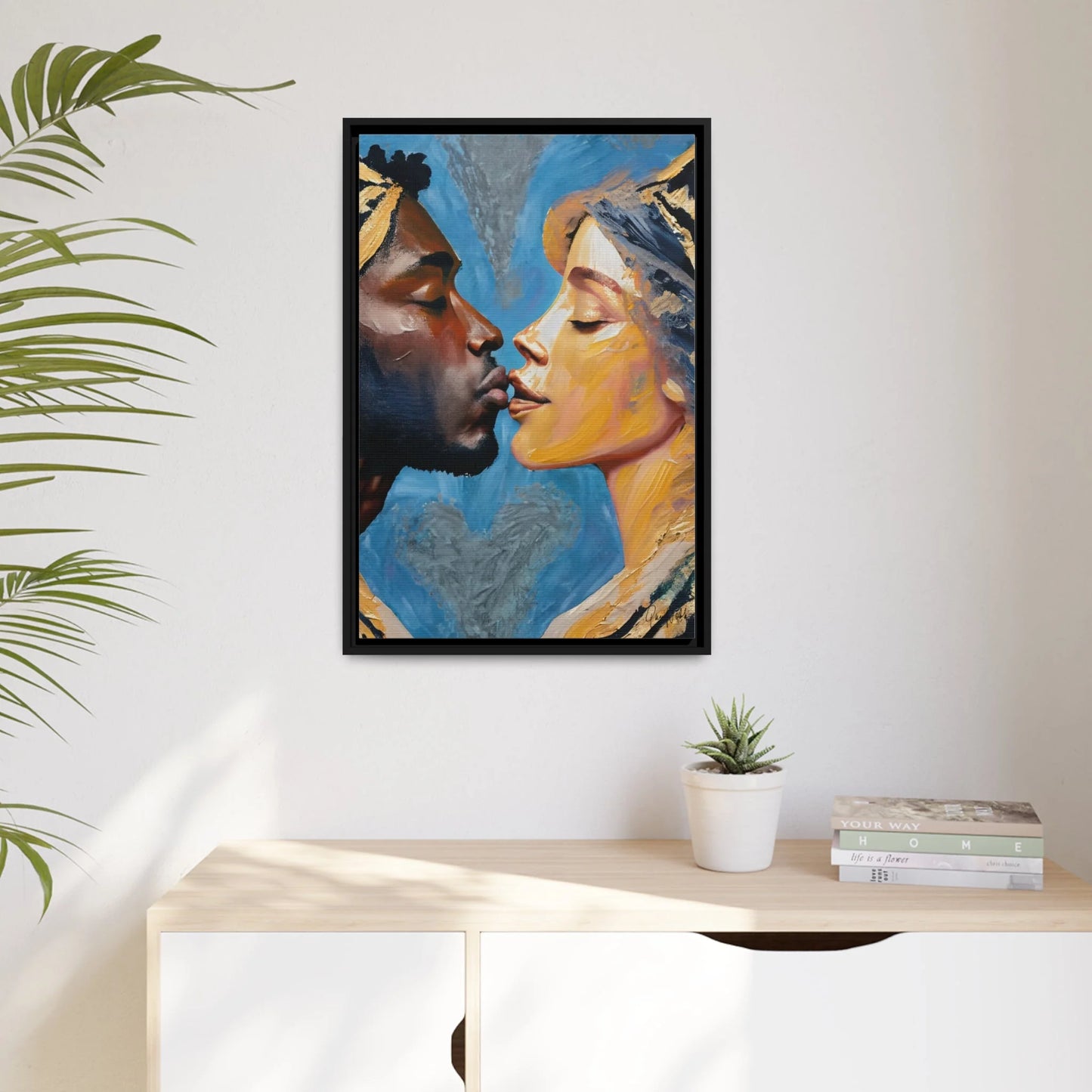 THE COUPLE KISS Canvas Wall Art - by Queennoble