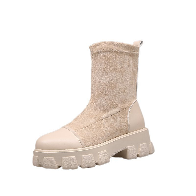 British style sponge cake platform Martin boots