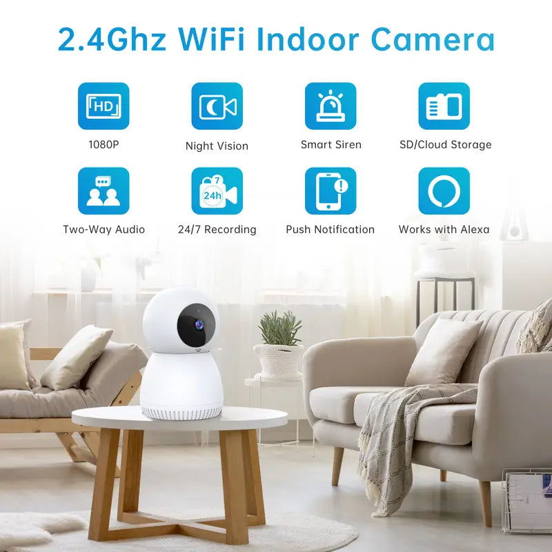 Smart Camera on Yazs Tiktok Wired 2MP Horizontal Tilt Zoom, 360° Motion Tracking, Colour Night Vision, Indoor/Outdoor Lp65-Rated, Wifi, Two-Way Audio, Compatible with Alexa and Googleassistant for Pet/Baby Monitors/Security Systems