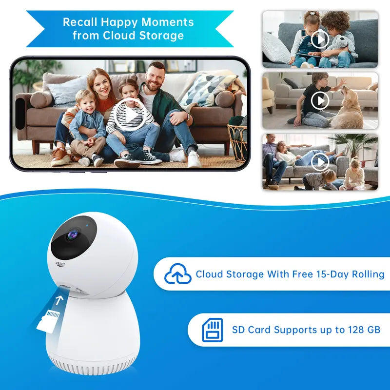 Smart Camera on Yazs Tiktok Wired 2MP Horizontal Tilt Zoom, 360° Motion Tracking, Colour Night Vision, Indoor/Outdoor Lp65-Rated, Wifi, Two-Way Audio, Compatible with Alexa and Googleassistant for Pet/Baby Monitors/Security Systems