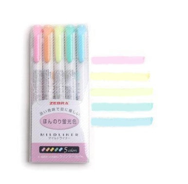 5 Zebra Mildliner Double-Sided Highlighters