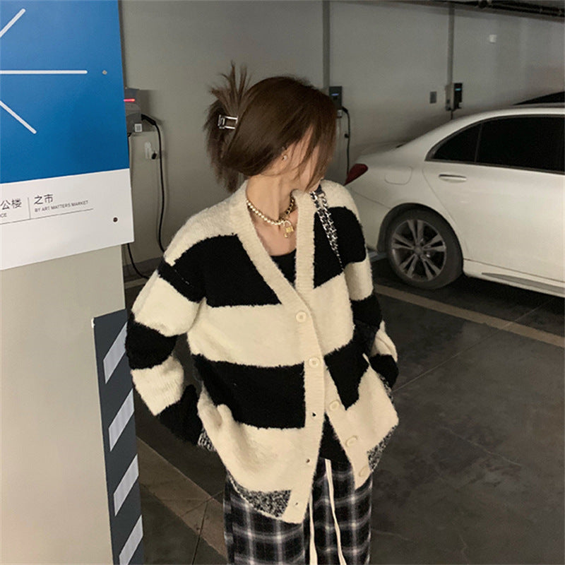 Oversized Stripped Sweater Knit Women