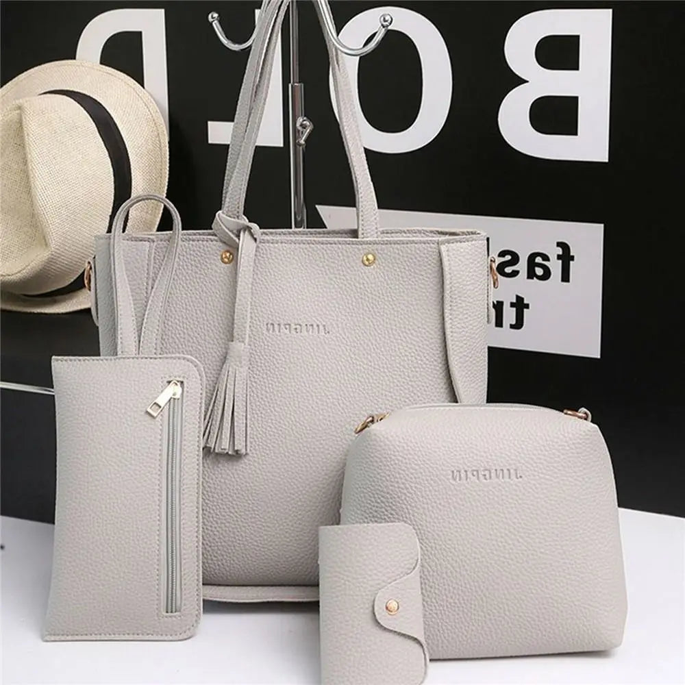 4Pcs/Set Crossbody Bags Women Bag Set Pattern Leather Shoulder Bags Purse Ladies PU Crossbody Bag