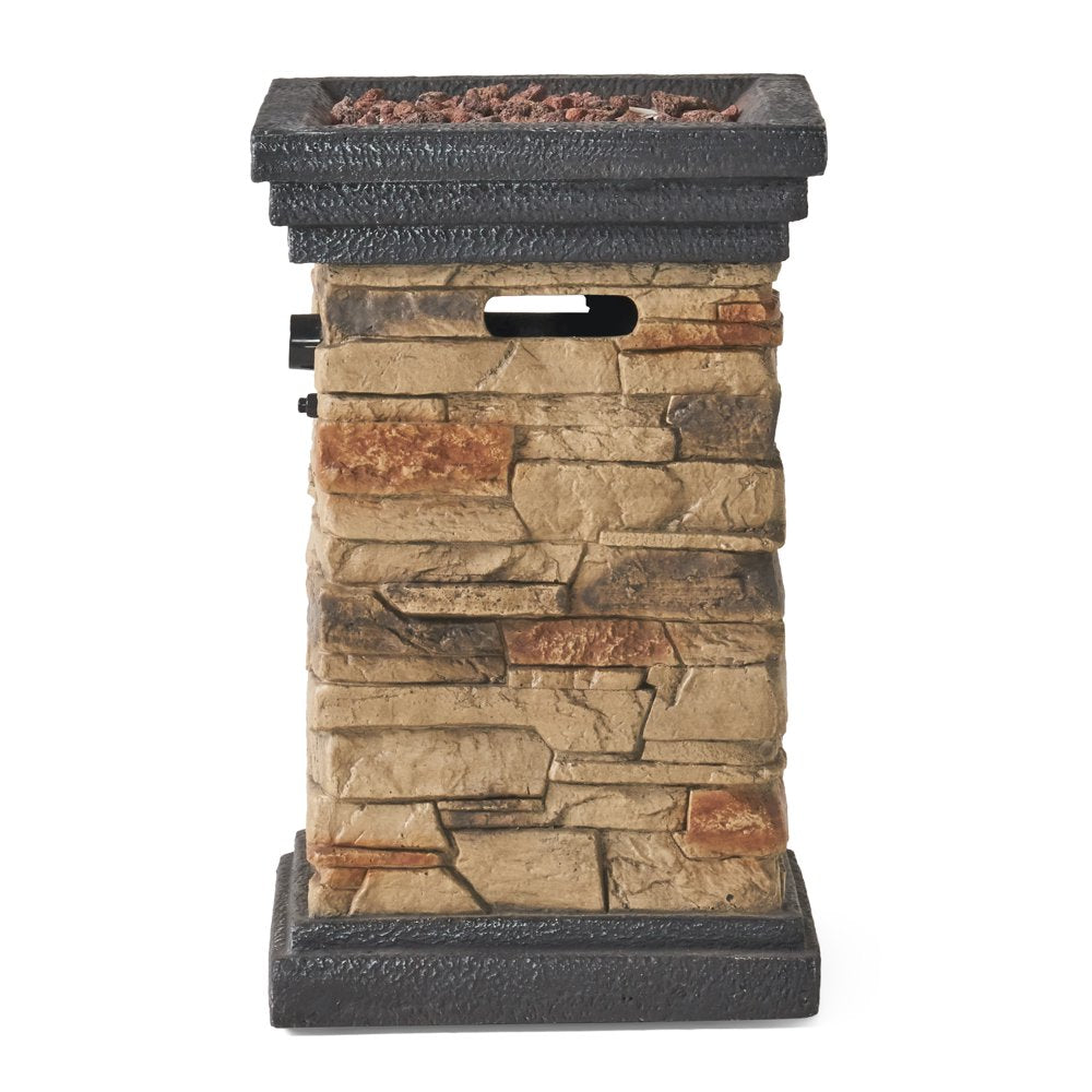 Fox 19.50" MGO Fire Column - 40,000 BTU, Natural Stone