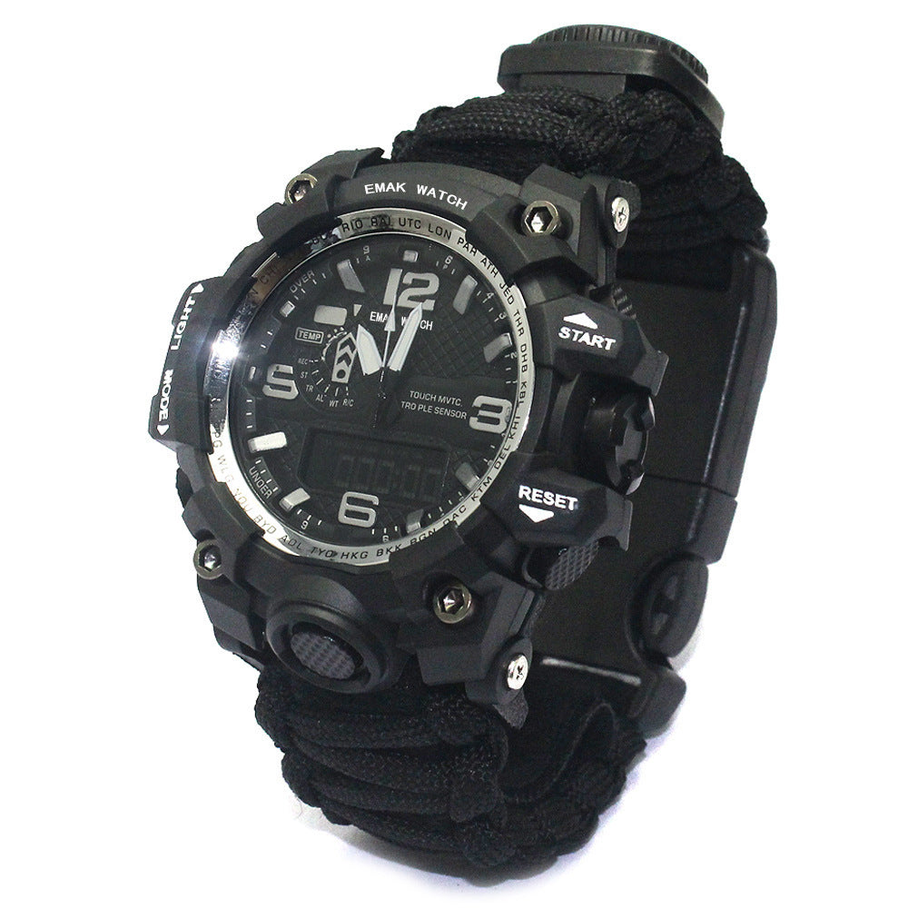 Outdoor Waterproof Multifunctional Climbing Watch Parachute Cord Unisex Emergency Survival Watch