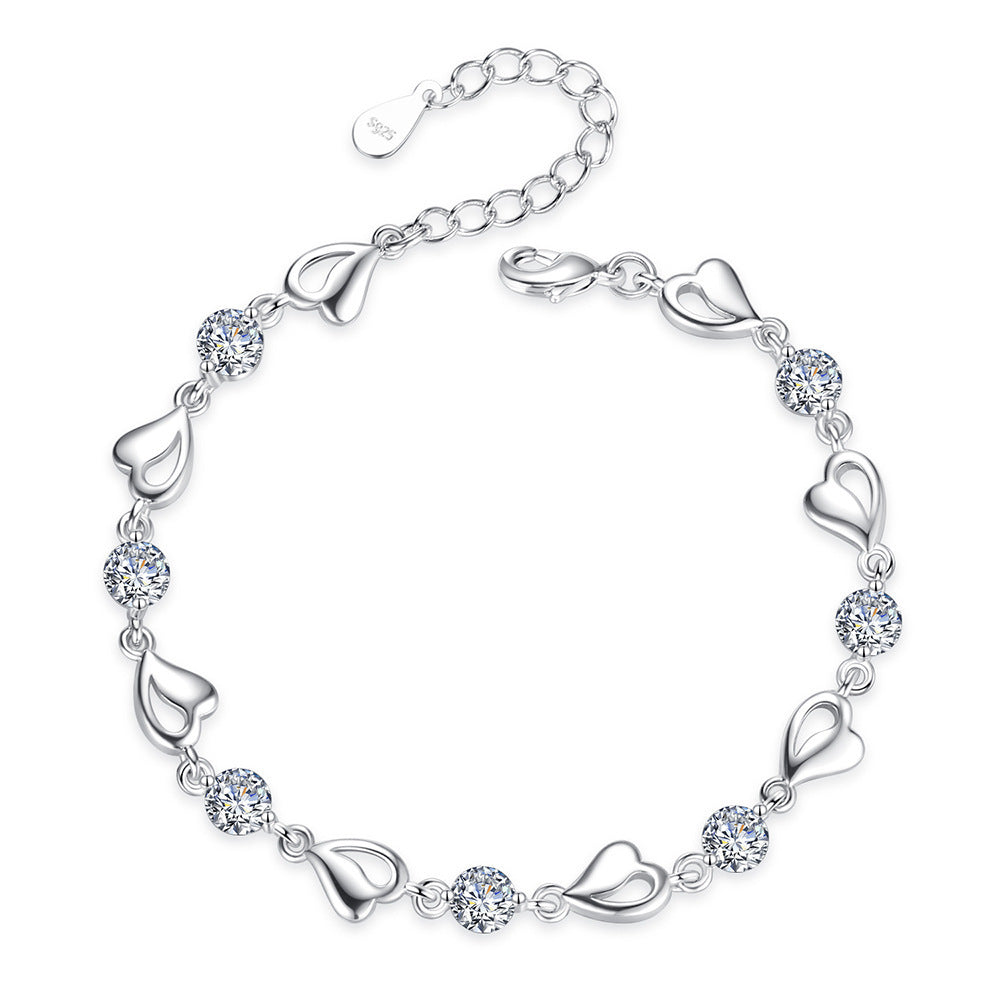 Women's Fashion Heart-shaped Silver-plated Bracelet