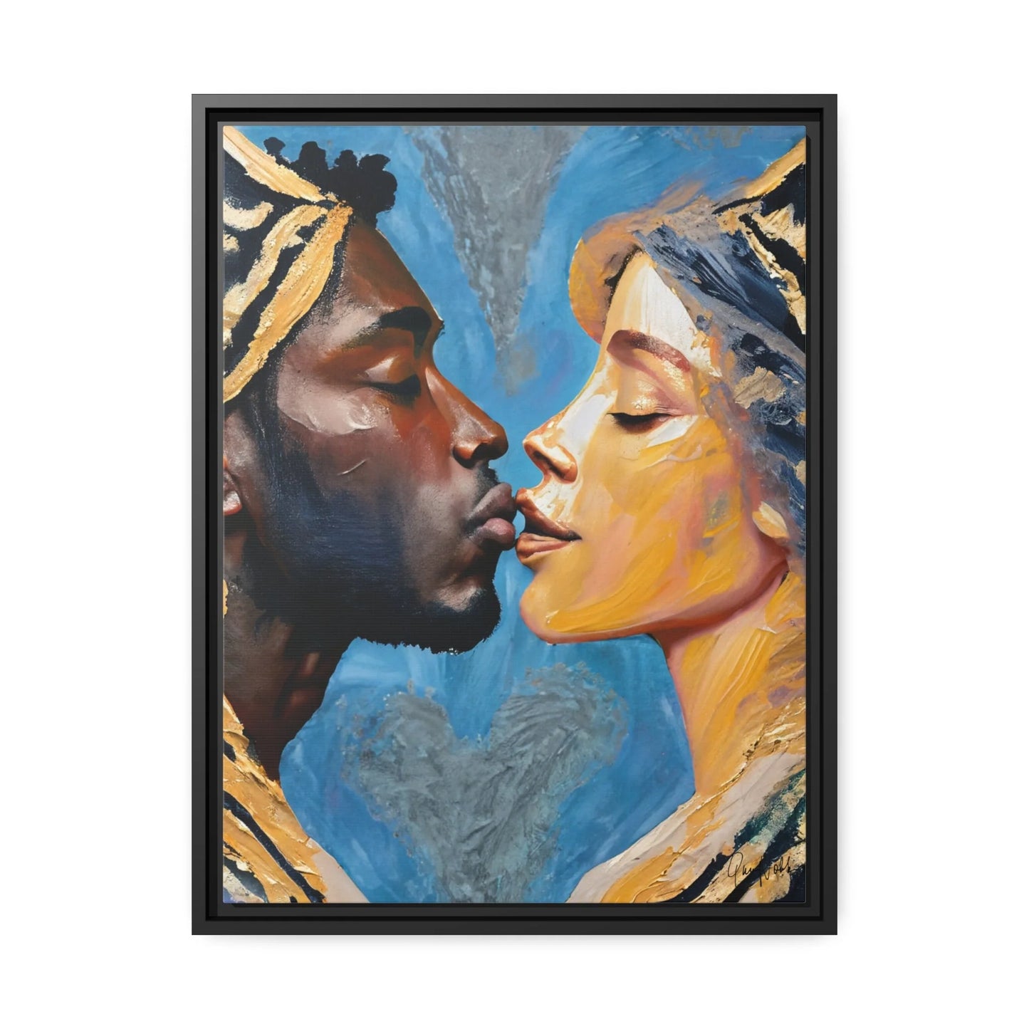 THE COUPLE KISS Canvas Wall Art - by Queennoble