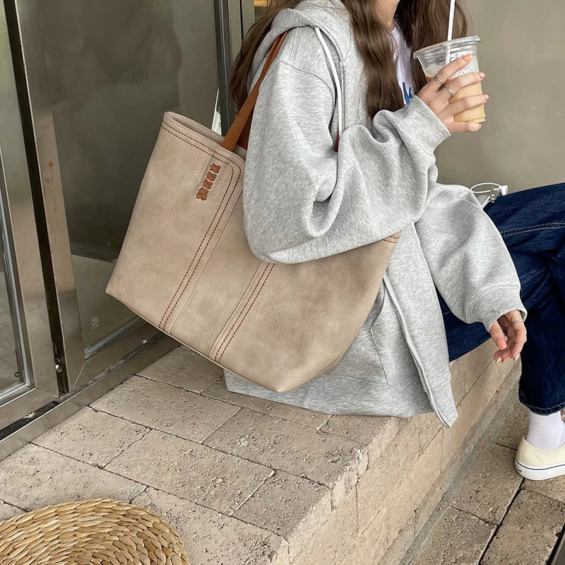 Annmouler Brand Design Women Tote Bags Pu Leather Shoulder Bags Large Capacity Top-Handle Bags Luxury Casual Handbags Purse